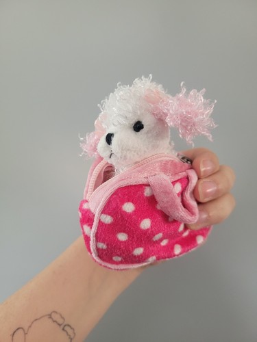 Aurora white poodle with pink